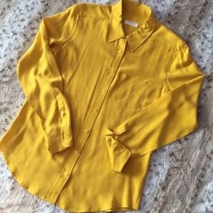 Equipment Femme Yellow Silk Button Down Shirt